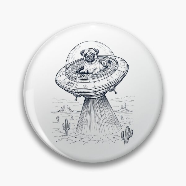 Item preview, Vintage Pug Riding UFO Dog Mom Dad Lover designed and sold by DoodleTortle.