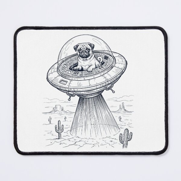 Item preview, Vintage Pug Riding UFO Dog Mom Dad Lover designed and sold by DoodleTortle.