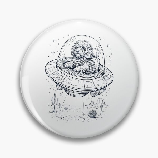 Item preview, Vintage Puli Riding UFO Dog Mom Dad Lover designed and sold by DoodleTortle.