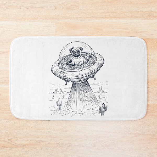 Item preview, Vintage Pug Riding UFO Dog Mom Dad Lover designed and sold by DoodleTortle.