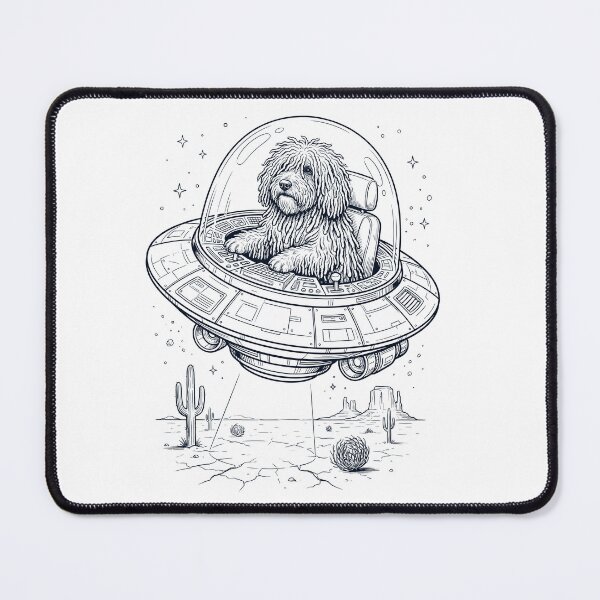 Item preview, Vintage Puli Riding UFO Dog Mom Dad Lover designed and sold by DoodleTortle.