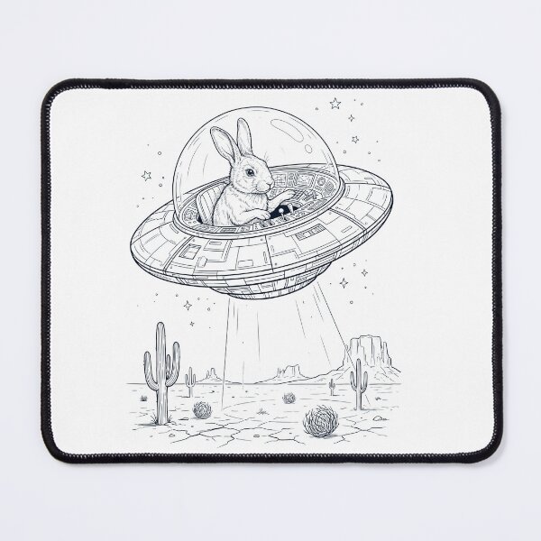 Item preview, Vintage Rabbit Riding UFO Animal Lover designed and sold by DoodleTortle.