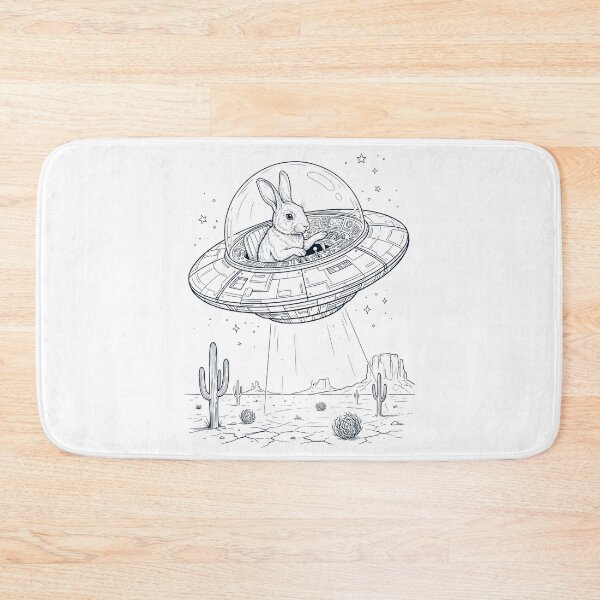 Item preview, Vintage Rabbit Riding UFO Animal Lover designed and sold by DoodleTortle.
