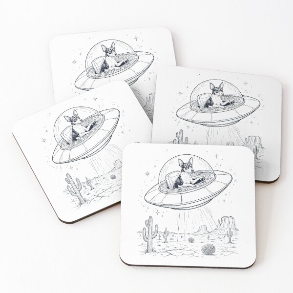 Item preview, Vintage Rat Terrier Riding UFO Dog Mom Dad Lover designed and sold by DoodleTortle.