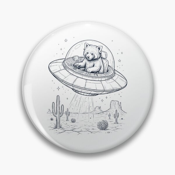 Item preview, Panda rojo vintage montando un OVNI amante de los animales designed and sold by DoodleTortle.