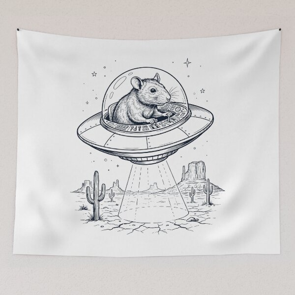 Item preview, Vintage Rat Riding UFO Animal Lover designed and sold by DoodleTortle.