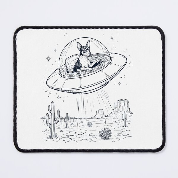 Item preview, Vintage Rat Terrier Riding UFO Dog Mom Dad Lover designed and sold by DoodleTortle.