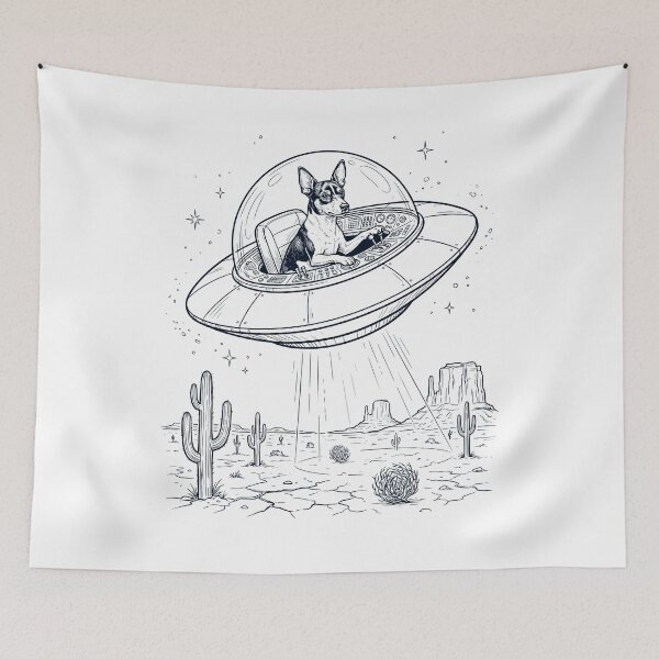 Item preview, Vintage Rat Terrier Riding UFO Dog Mom Dad Lover designed and sold by DoodleTortle.