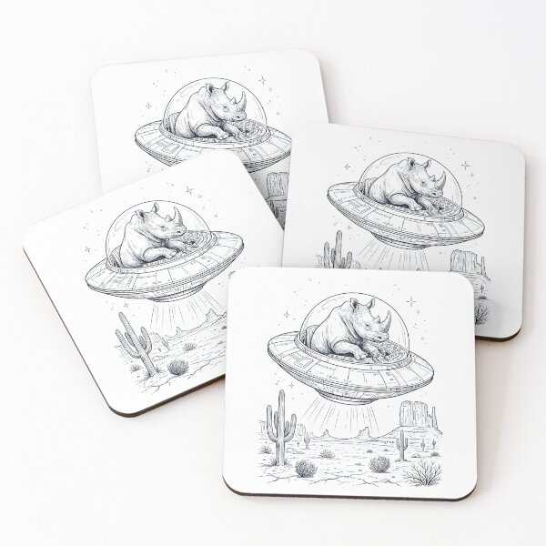Item preview, Vintage Rhino Riding UFO Animal Lover designed and sold by DoodleTortle.