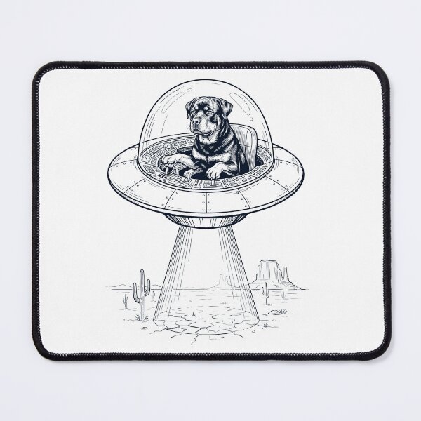 Item preview, Vintage Rottweiler Riding UFO Dog Mom Dad Lover designed and sold by DoodleTortle.