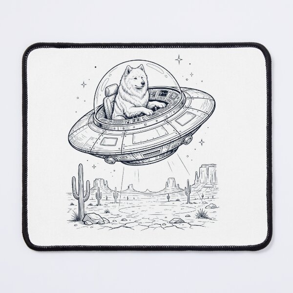 Item preview, Vintage Samoyed Riding UFO Dog Mom Dad Lover designed and sold by DoodleTortle.