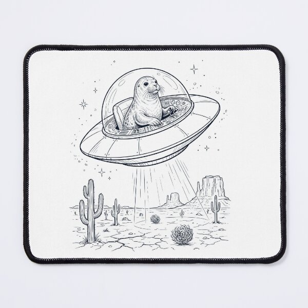 Item preview, Vintage Seal Riding UFO Animal Lover designed and sold by DoodleTortle.