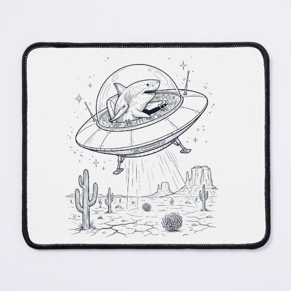 Item preview, Vintage Shark Riding UFO Animal Lover designed and sold by DoodleTortle.