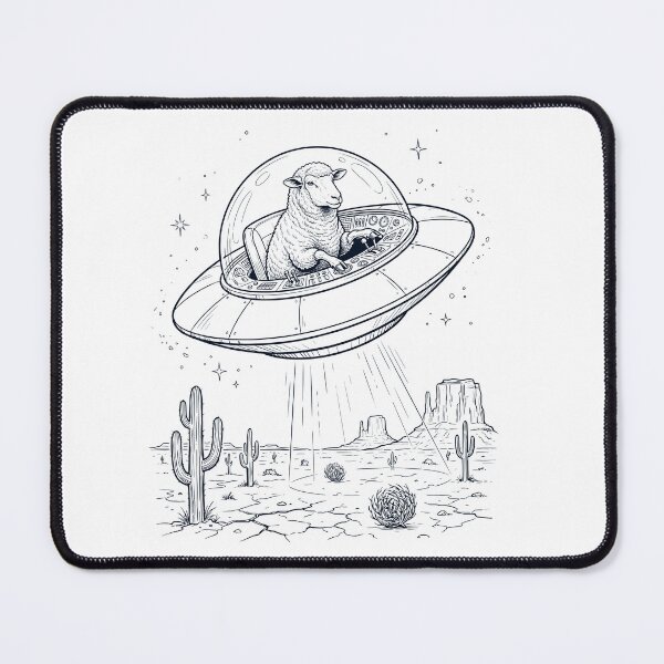 Item preview, Vintage Sheep Riding UFO Animal Lover designed and sold by DoodleTortle.