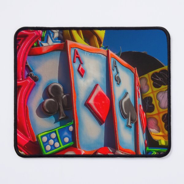 Item preview, Colorful Carnival Float Featuring Giant Playing Cards, Dice and Poker Chips Against Blue Sky designed and sold by Nmallia.