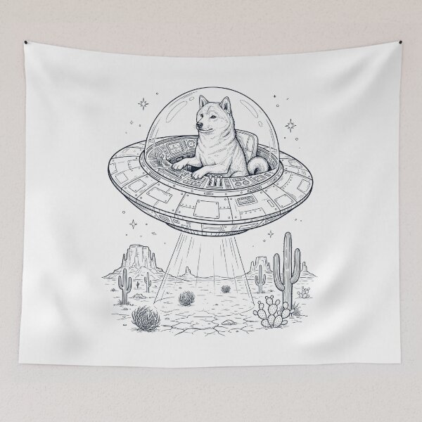 Item preview, Vintage Shiba Inu Riding UFO Dog Mom Dad Lover designed and sold by DoodleTortle.