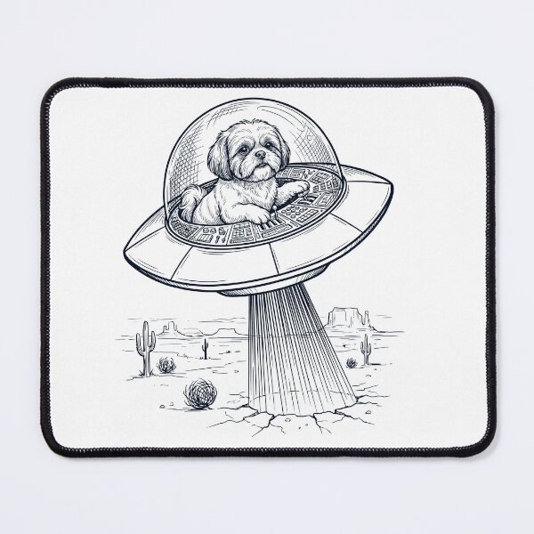Item preview, Vintage Shih Tzu Riding UFO Dog Mom Dad Lover designed and sold by DoodleTortle.