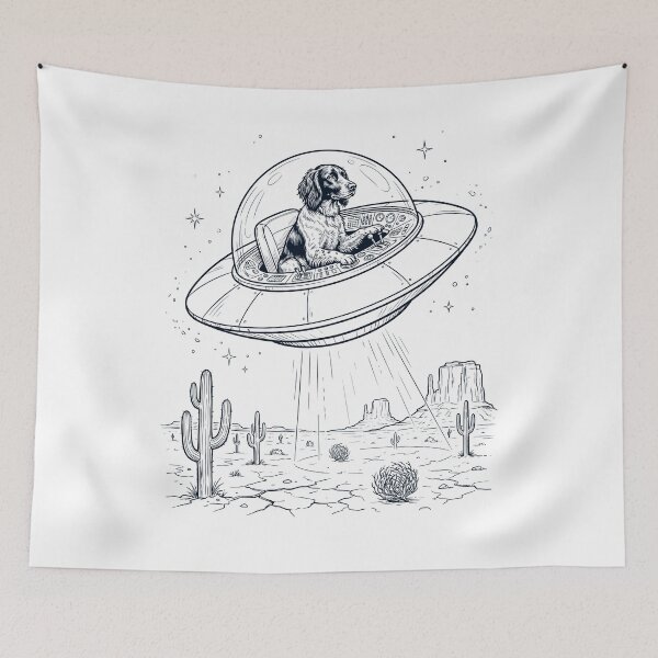 Item preview, Vintage Small Munsterlander Pointer Riding UFO Dog Mom Dad Lover designed and sold by DoodleTortle.