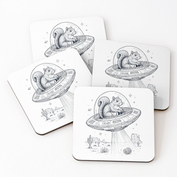 Item preview, Vintage Squirrel Riding UFO Animal Lover designed and sold by DoodleTortle.