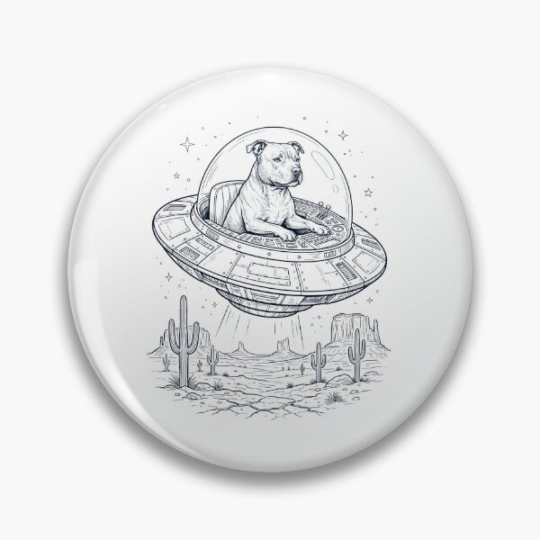 Item preview, Vintage Staffordshire Bull Terrier Riding UFO Dog Mom Dad Lover designed and sold by DoodleTortle.