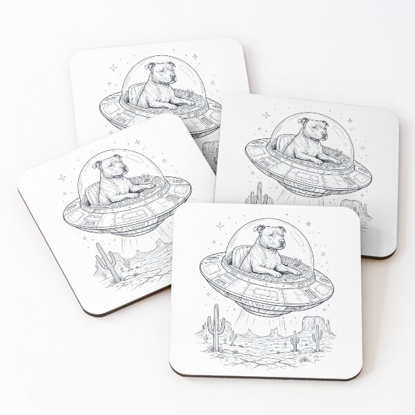 Item preview, Vintage Staffordshire Bull Terrier Riding UFO Dog Mom Dad Lover designed and sold by DoodleTortle.