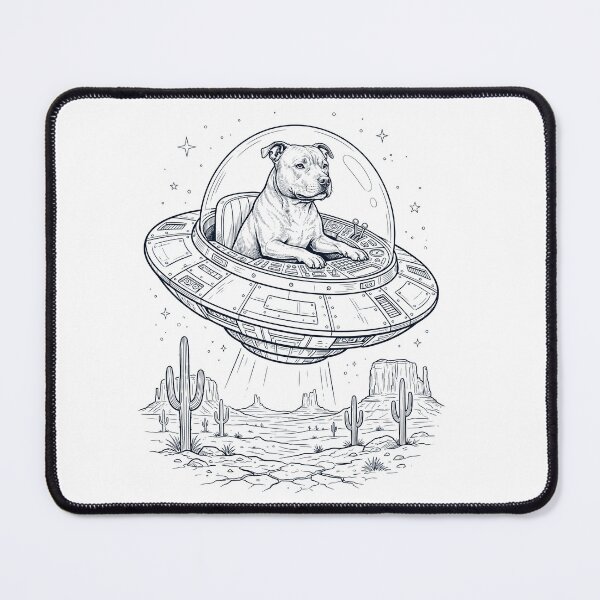 Item preview, Vintage Staffordshire Bull Terrier Riding UFO Dog Mom Dad Lover designed and sold by DoodleTortle.