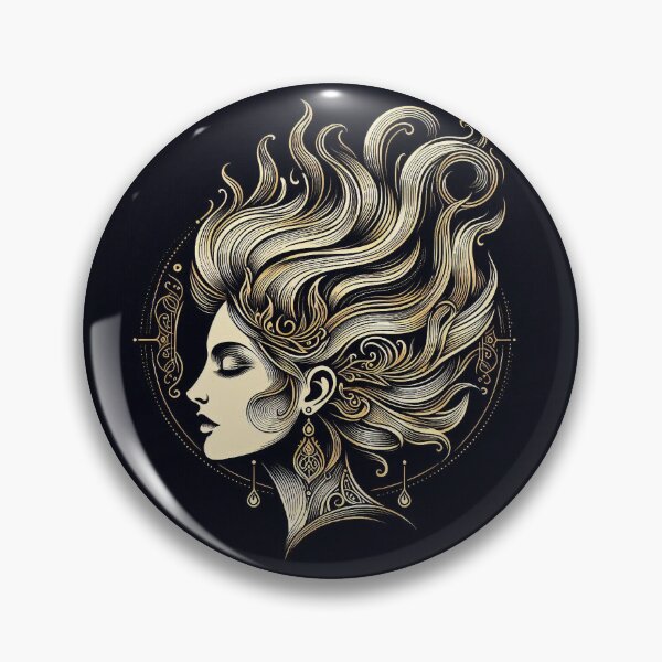Item preview, Undine Water Spirit – Mystical Feminine Energy, Gold Line Art designed and sold by Roberta Calabrese.