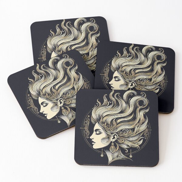 Item preview, Undine Water Spirit – Mystical Feminine Energy, Gold Line Art designed and sold by Roberta Calabrese.