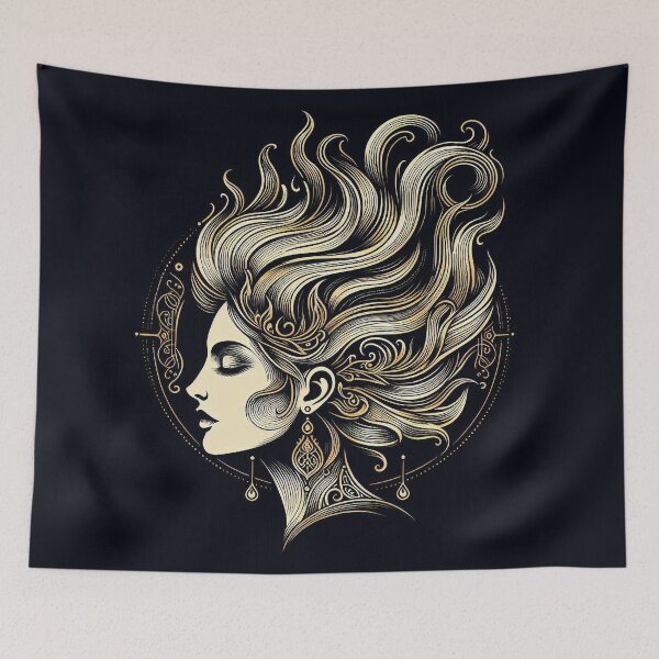 Item preview, Undine Water Spirit – Mystical Feminine Energy, Gold Line Art designed and sold by Roberta Calabrese.