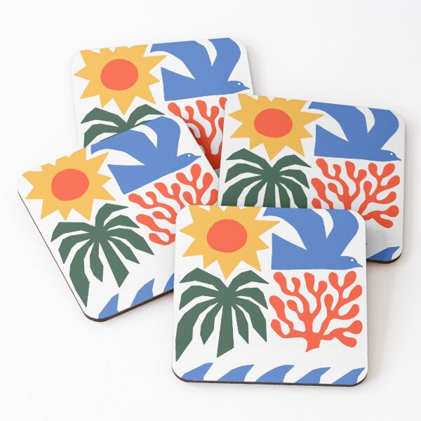 Item preview, Abstract Summer Mosaic - Retro Sun and Ocean Botanical Art designed and sold by AliAltinelArt.
