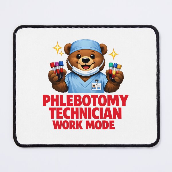 Item preview, Funny Bear Phlebotomy Technician Work Mode Retro Medical Meme Gift for National Medical Laboratory Professionals Week designed and sold by ClinicalHubs.