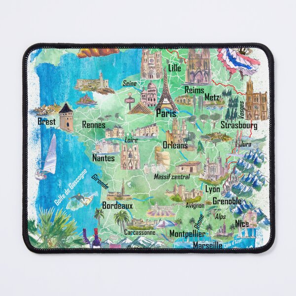Item preview, France Illustrated Map – Travel Memory Print, French Regions Wall Art, Europe Gift designed and sold by artshop77.