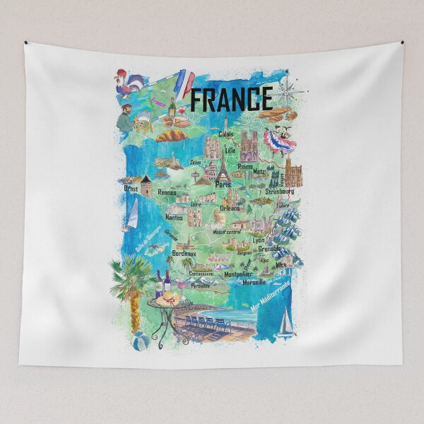 Item preview, France Illustrated Map – Travel Memory Print, French Regions Wall Art, Europe Gift designed and sold by artshop77.