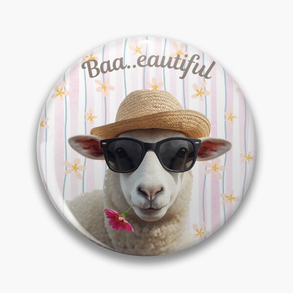 Item preview, A Sheep Wearing a Summer Hat with the words Baa..eautiful designed and sold by Soulstar Designs.