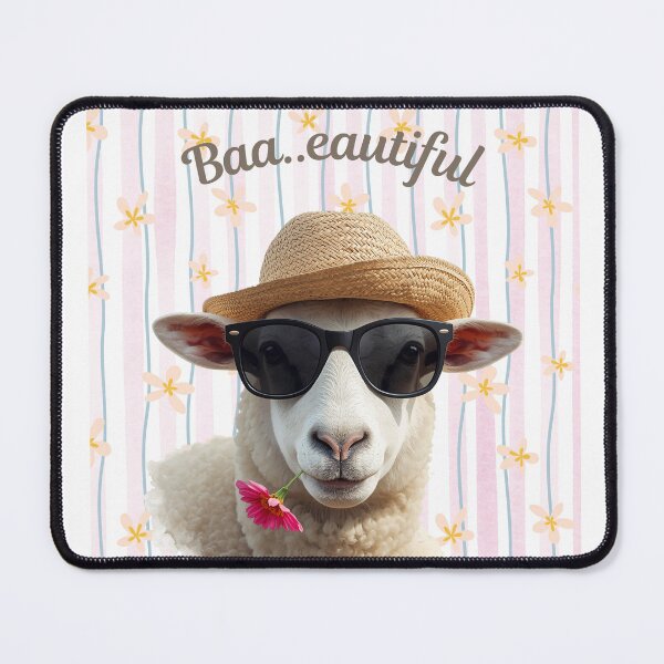 Item preview, A Sheep Wearing a Summer Hat with the words Baa..eautiful designed and sold by Soulstar Designs.