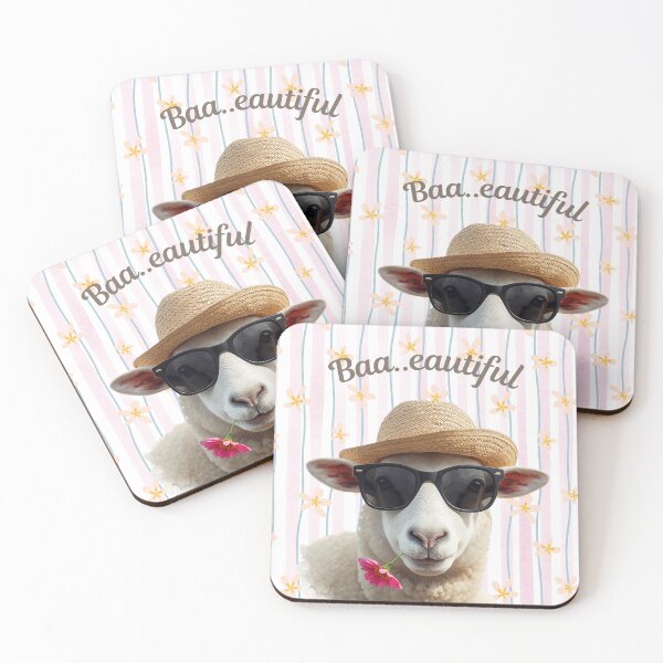 Item preview, A Sheep Wearing a Summer Hat with the words Baa..eautiful designed and sold by Soulstar Designs.