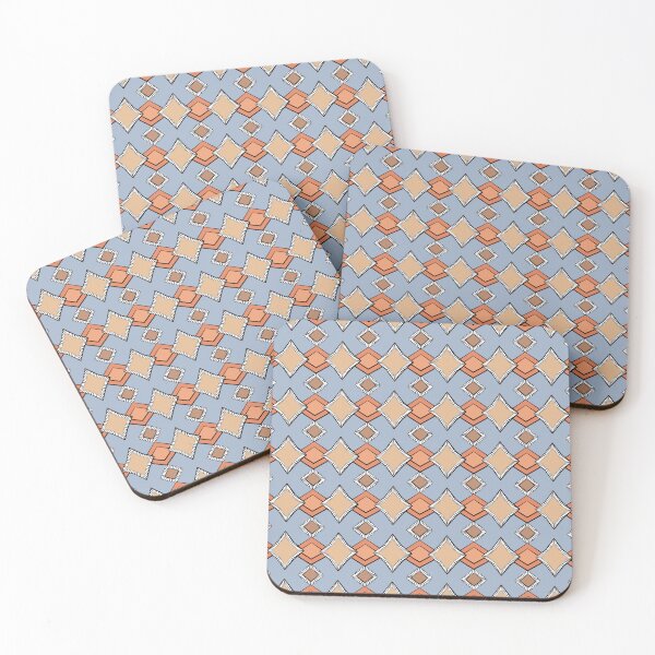 Item preview, Tribal Geometric Beige and Orange on Blue designed and sold by Art in My Loft.
