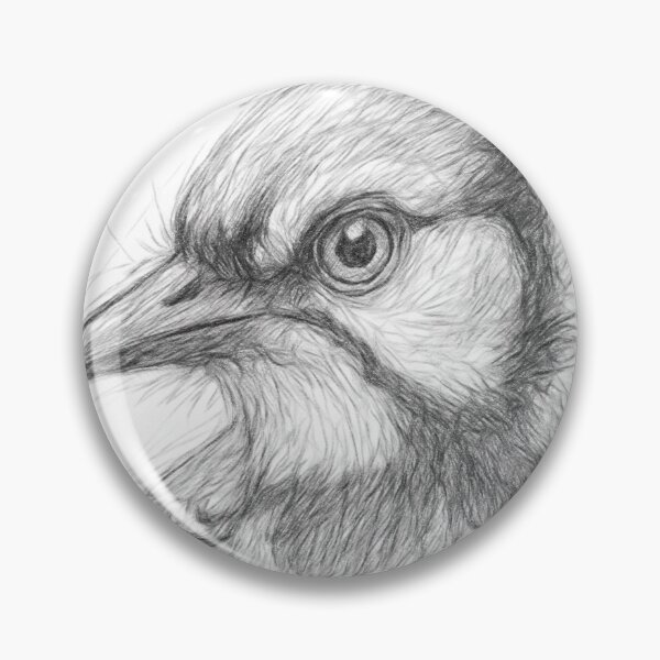 Item preview, Black and White Blue Jay Portrait Print | Pencil Sketch Bird Art | Realistic Blue Jay Drawing | Monochrome Wildlife Illustration designed and sold by Leon Woods Pencil Art.