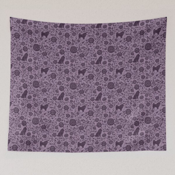 Item preview, Chow Chow Floral Silhouette Pattern | Fluffy Dog Design in Purple designed and sold by WildLakePatterns.