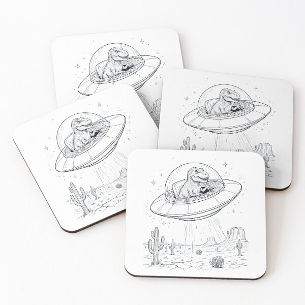 Item preview, Vintage T Rex Dinosaur Riding UFO Animal Lover designed and sold by DoodleTortle.