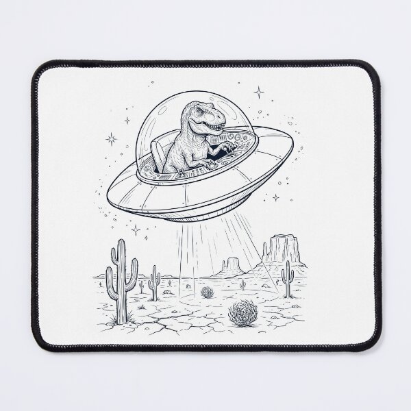 Item preview, Vintage T Rex Dinosaur Riding UFO Animal Lover designed and sold by DoodleTortle.