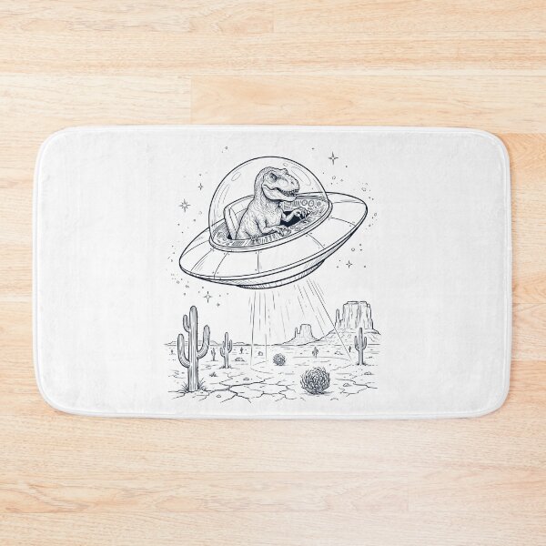 Item preview, Vintage T Rex Dinosaur Riding UFO Animal Lover designed and sold by DoodleTortle.