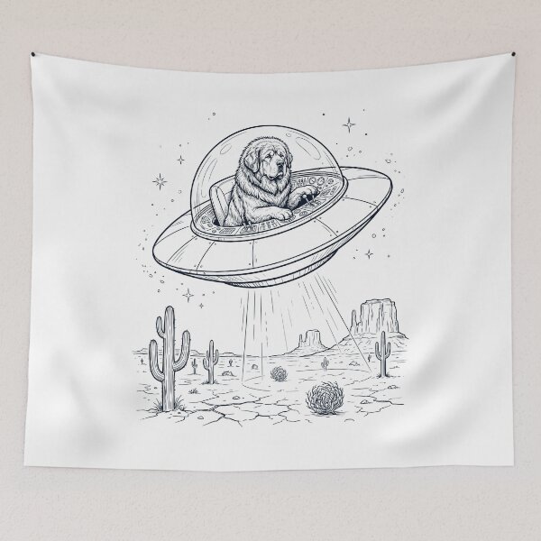 Item preview, Vintage Tibetan Mastiff Riding UFO Dog Mom Dad Lover designed and sold by DoodleTortle.