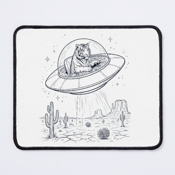 Item preview, Vintage Tiger Riding UFO Animal Lover designed and sold by DoodleTortle.