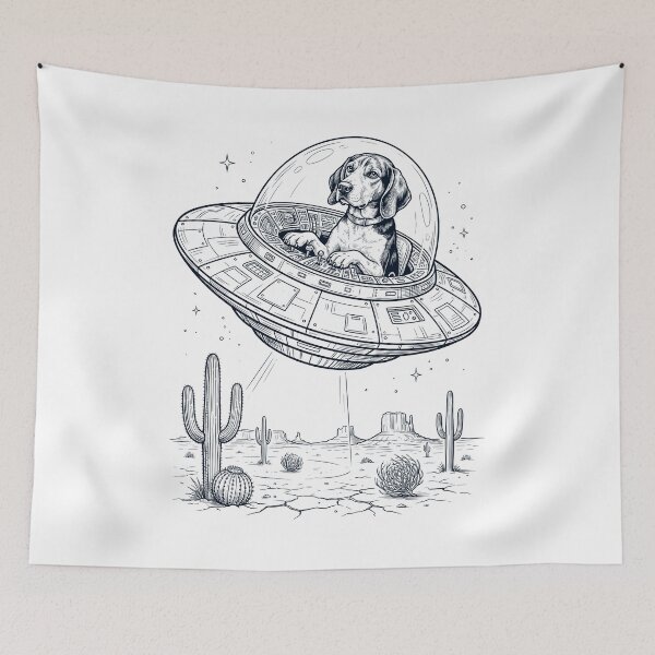 Item preview, Vintage Treeing Walker Coonhound Riding UFO Dog Mom Dad Lover designed and sold by DoodleTortle.