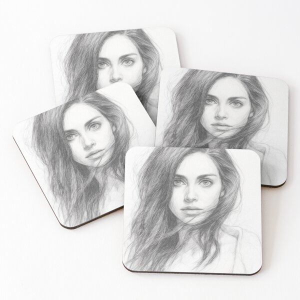 Item preview, Black and White Pencil Sketch Portrait Art Print, Vintage Inspired Celebrity Style Drawing, Realistic Monochrome Wall Art designed and sold by Leon Woods Pencil Art.