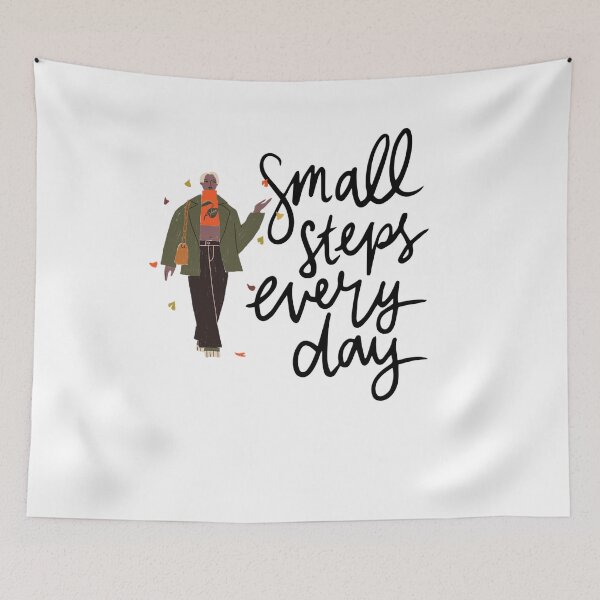 Item preview, Small Steps Every Day Motivational Aesthetic Typography Design designed and sold by CreativePallavi.