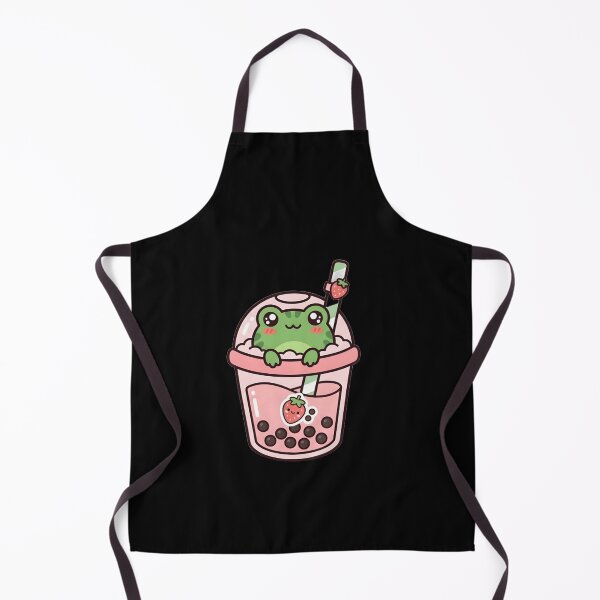 Item preview, Kawaii Frog in Strawberry Boba Tea - Cute Chibi Froggy Bubble Tea Art designed and sold by Trendora90.