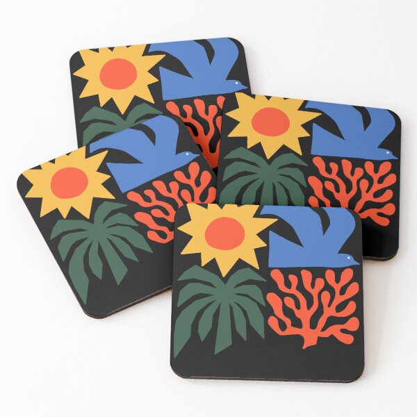 Item preview, Modern Summer Night - Abstract Coastal Mosaic on Black designed and sold by AliAltinelArt.