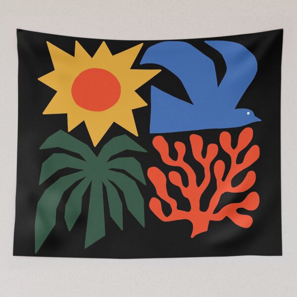 Item preview, Modern Summer Night - Abstract Coastal Mosaic on Black designed and sold by AliAltinelArt.